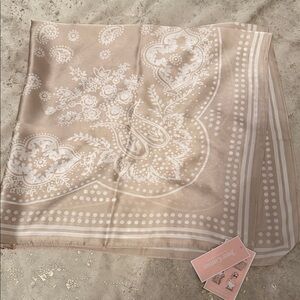 Juicy Couture Beige and White Polka Paisley Square Scarf